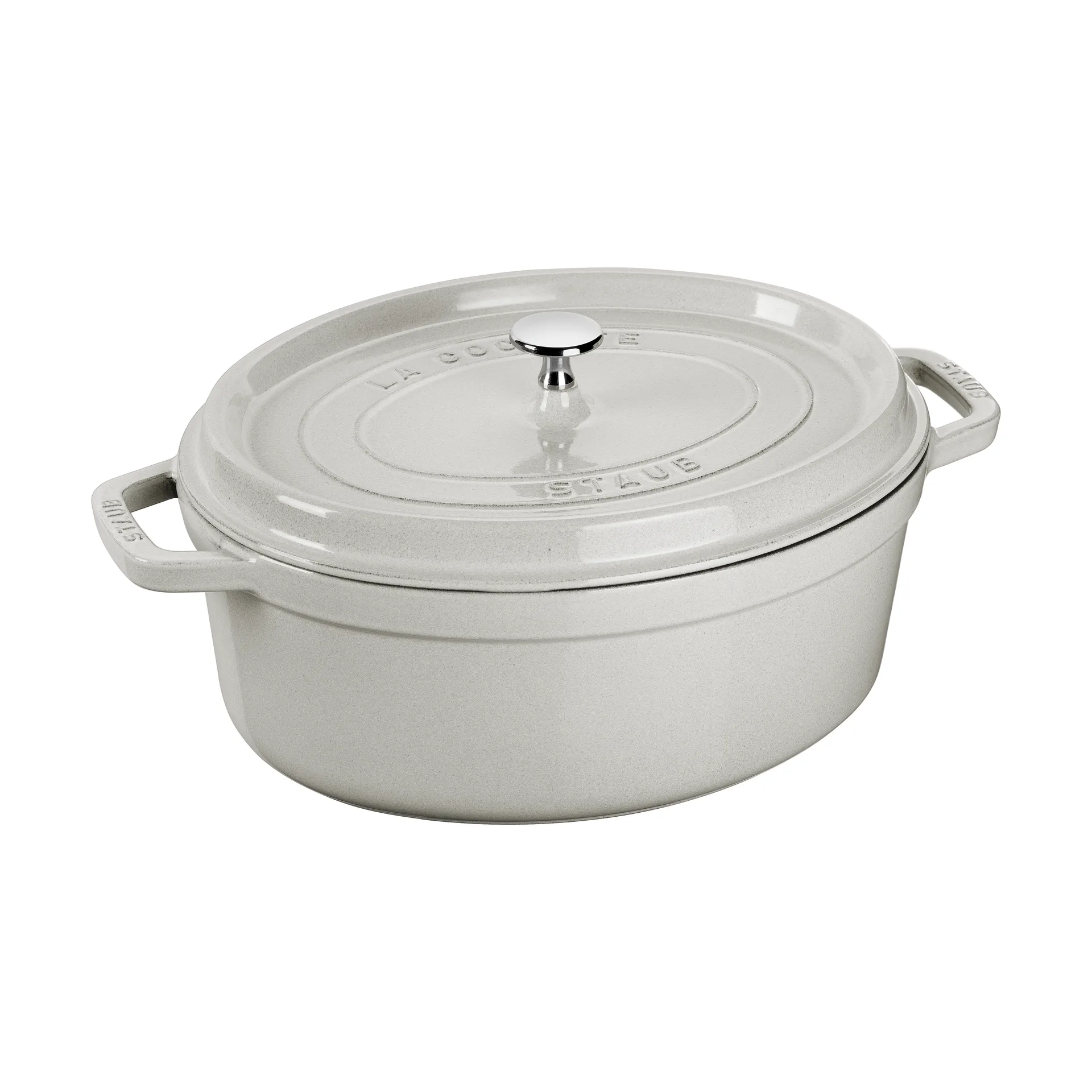 Staub La Cocotte oval cast iron pot 6.7 L, White truffle STAUB