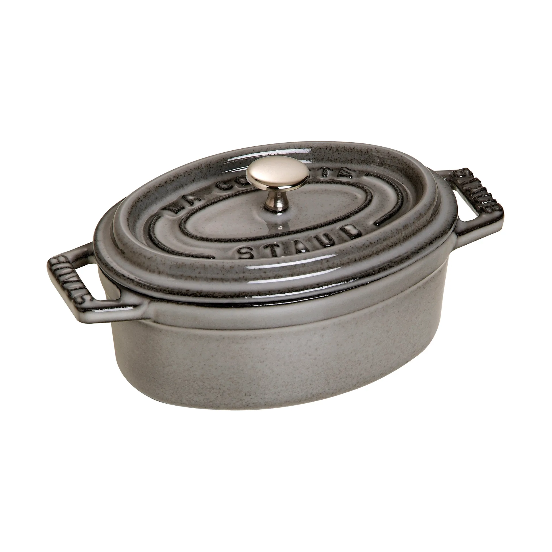 Staub La Cocotte oval mini casserole cast iron 0.25 L, Graphite gray STAUB