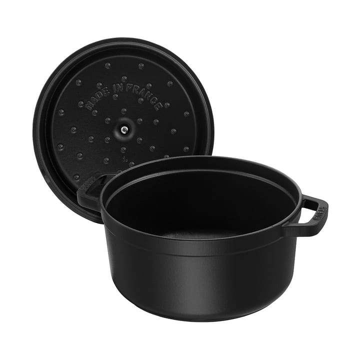 Staub La Cocotte round casserole cast iron 12.6 L, Black STAUB