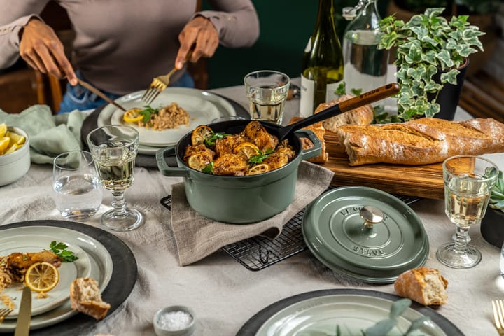 Staub La Cocotte round casserole cast iron 3.8 L, Eucalyptus wood STAUB