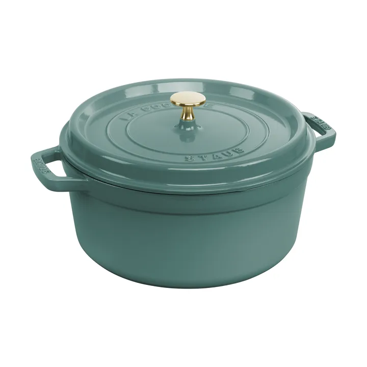 Staub La Cocotte round casserole cast iron 5.25 L - Eucalyptus wood - STAUB