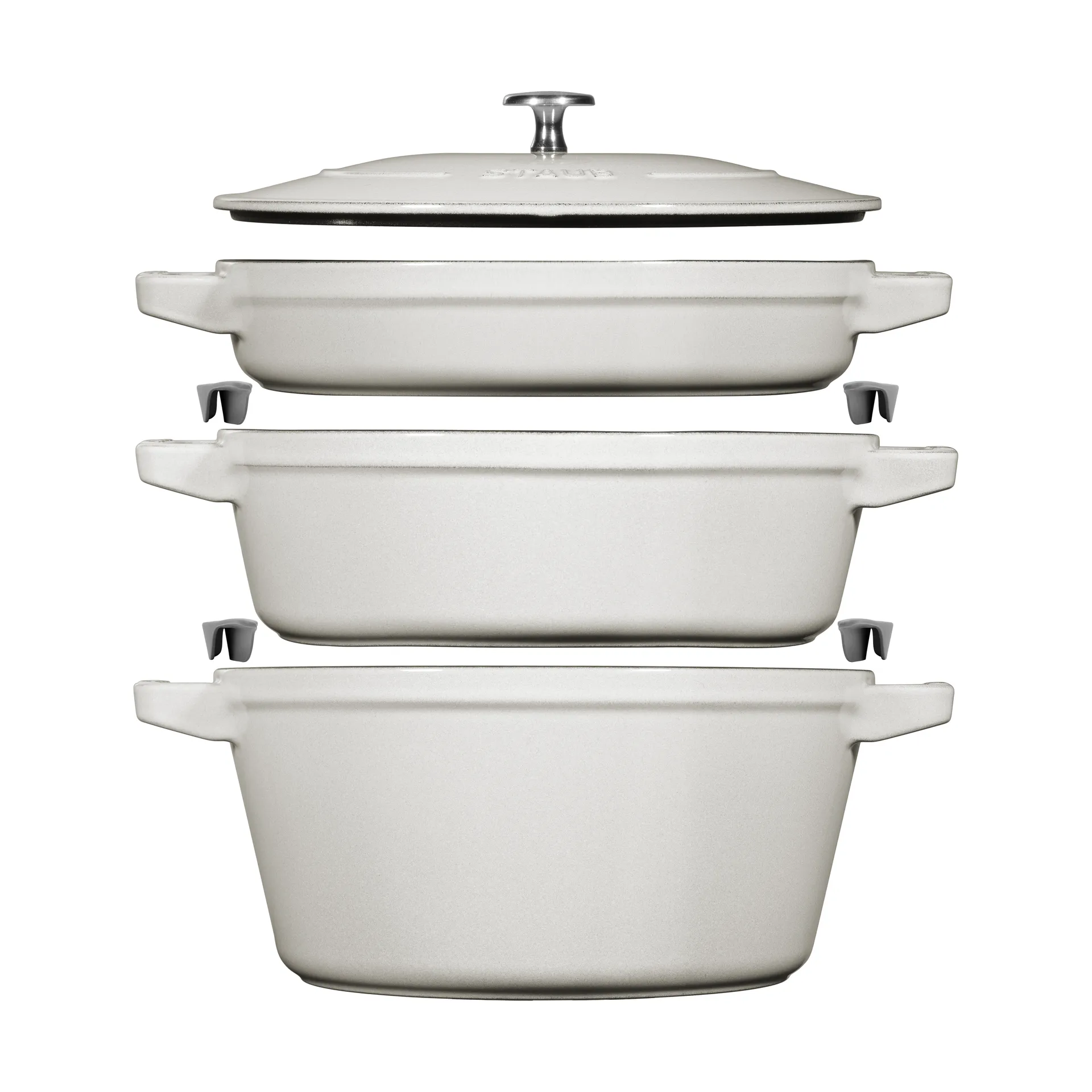 Staub Pot & saucepan set stackable 5 pieces, White truffle STAUB