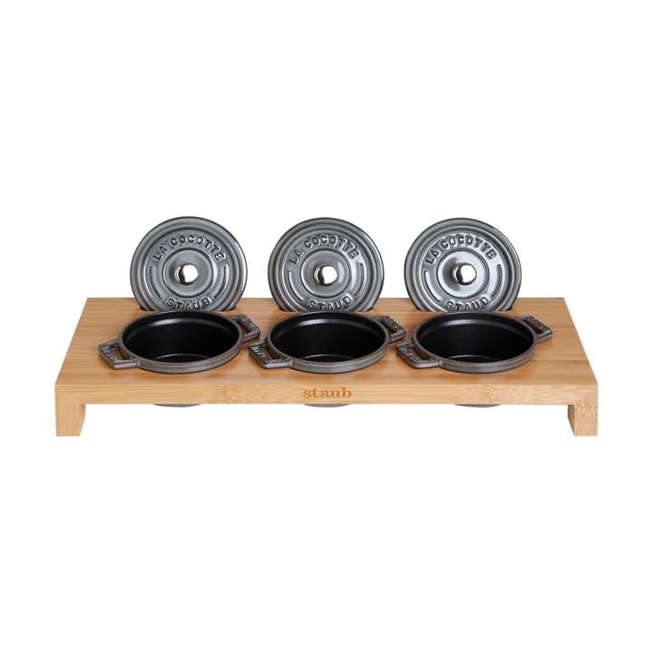 Staub serving holder for 3 mini pots - Bamboo - STAUB
