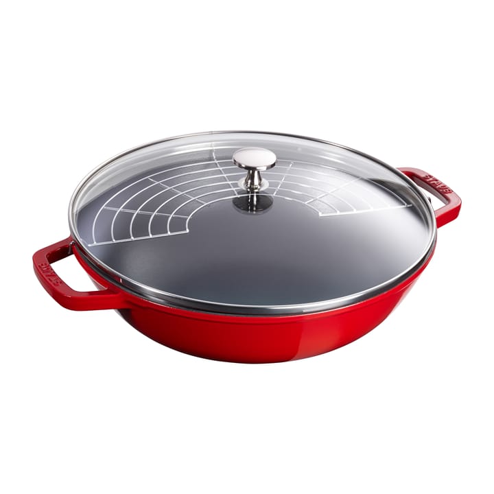 Wok with glass lid Ø30 cm 4.4 L - Red - STAUB