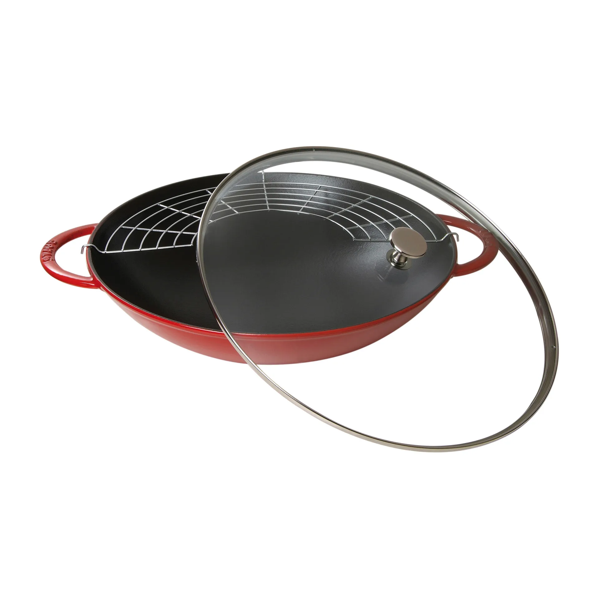 Wok with glass lid Ø37 cm 5.7 L, Red STAUB