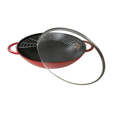Wok with glass lid Ø37 cm 5.7 L - Red - STAUB