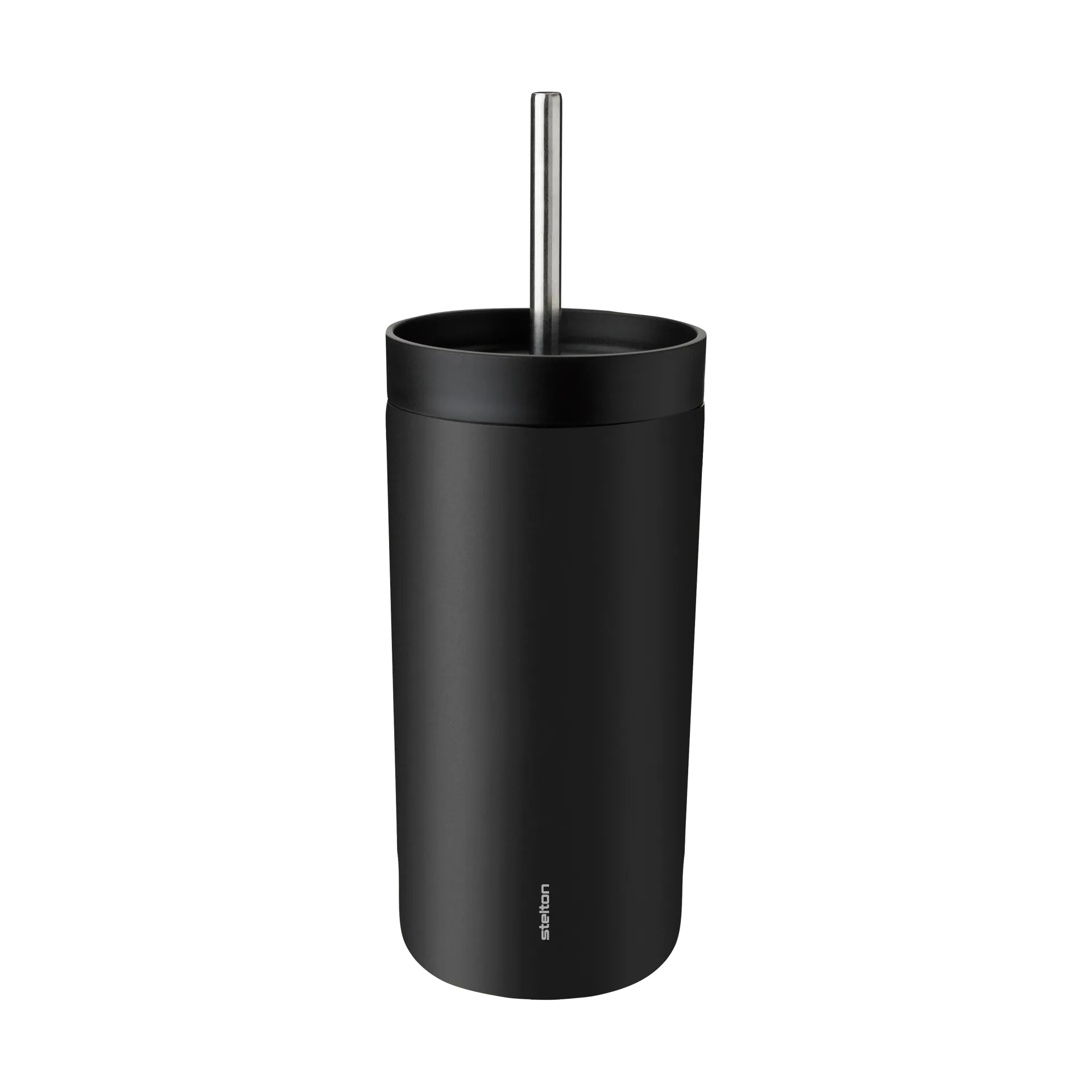 To Go Sip thermos mug with straw 0.4 L, Soft black Stelton
