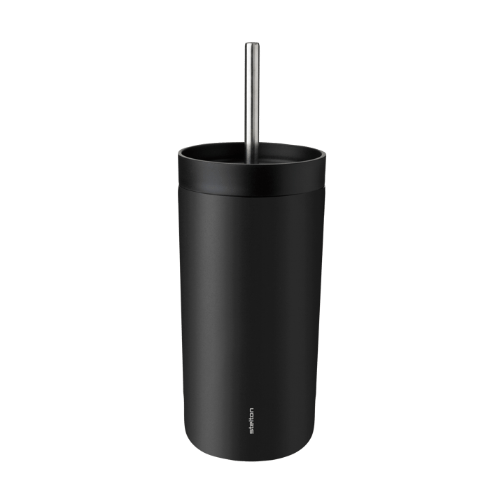 To Go Sip thermos mug with straw 0.4 L - Soft black - Stelton