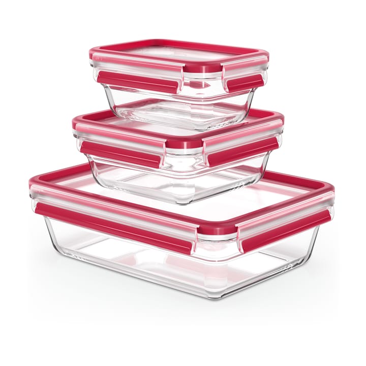 MasterSeal Glass lunch box 3-pack, Red Tefal