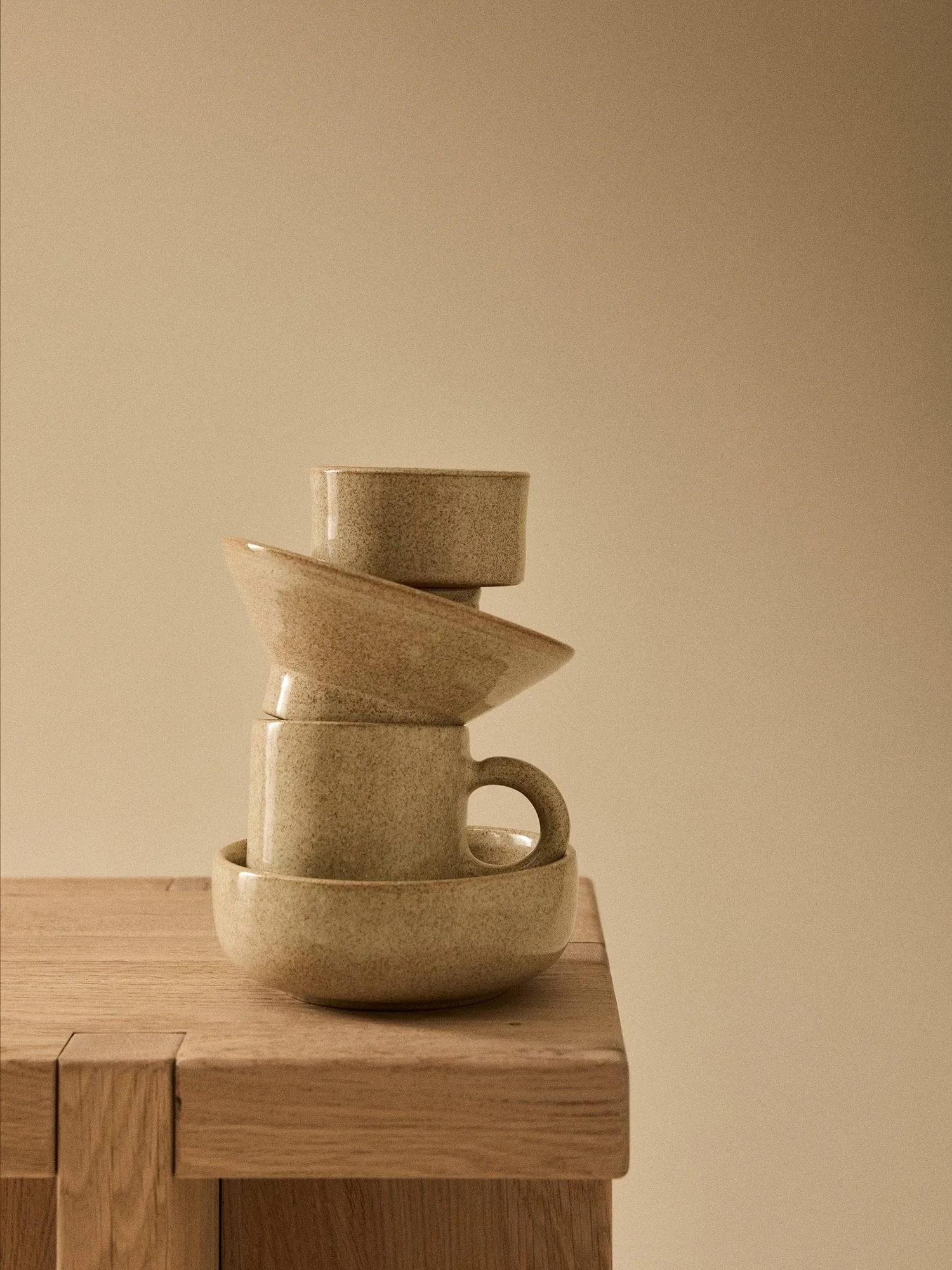 Elio bowl, Beige speckled, Ø14x5 cm Tell Me More