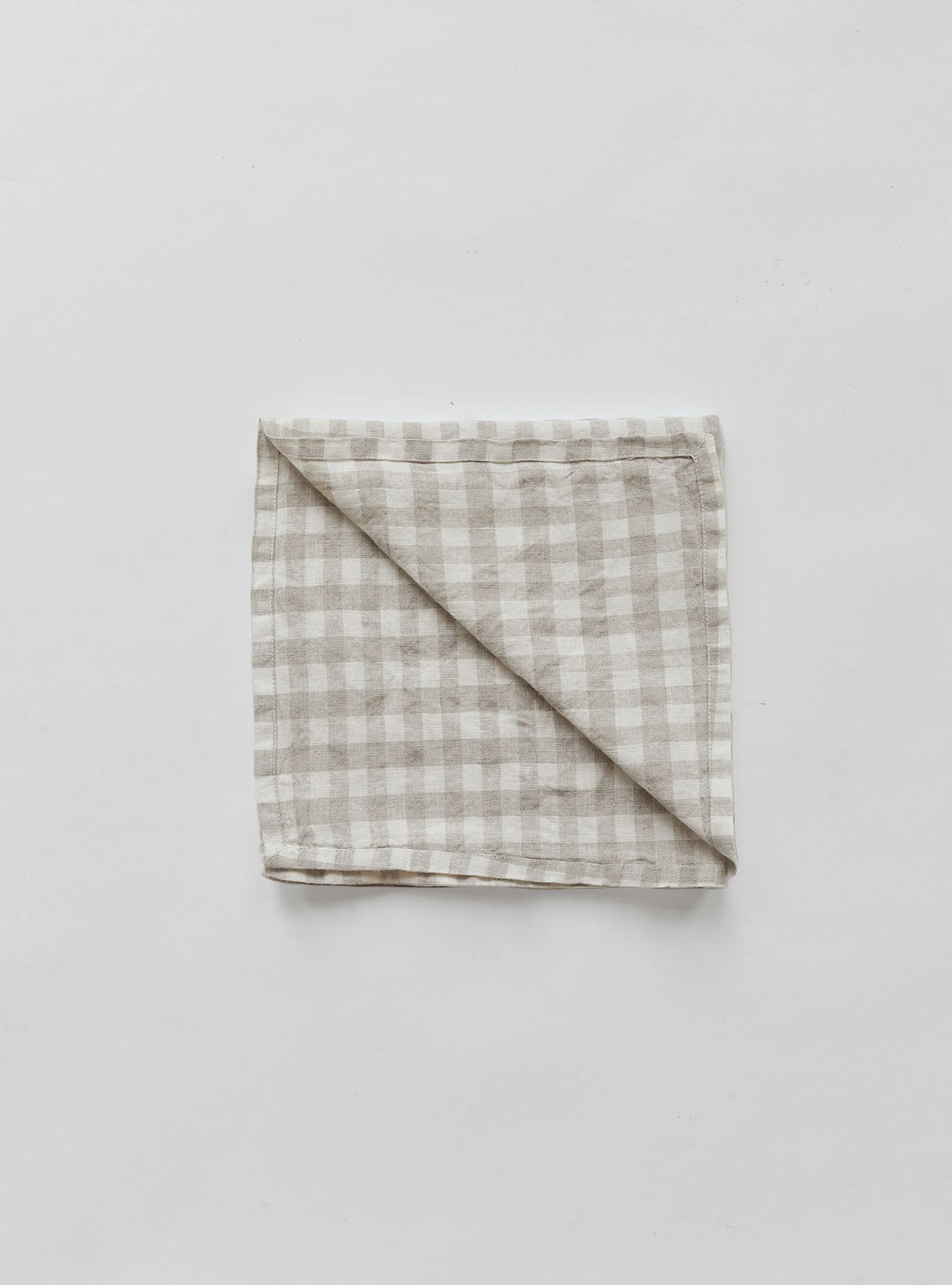 Gingham checkered linen napkin 45x45 cm, Natural Tell Me More
