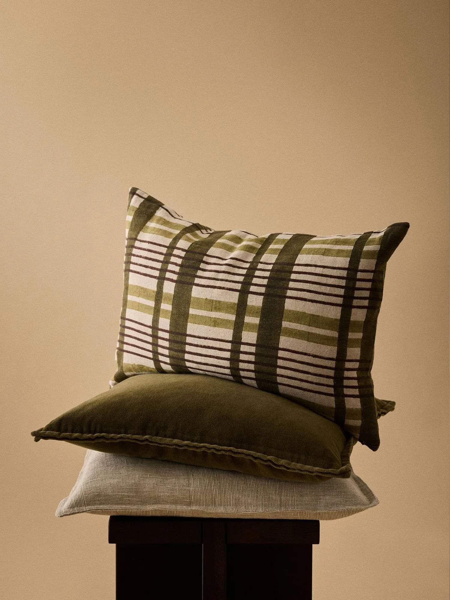 Nico cushion cover, Block print green, 40x60 cm Tell Me More