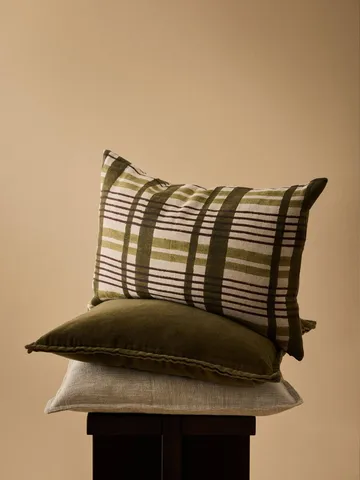Nico cushion cover - Block print green, 40x60 cm - Tell Me More