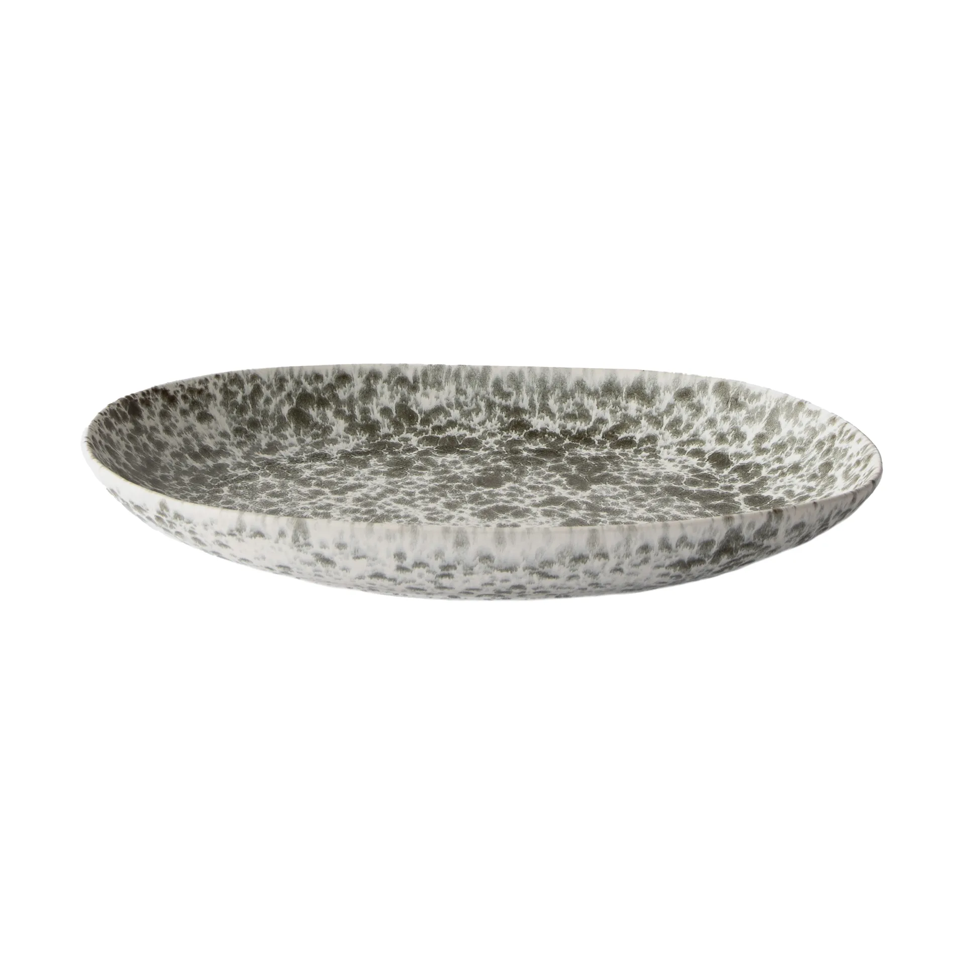 Rivoli serving platter 21.5x37 cm, Green splatter Tell Me More