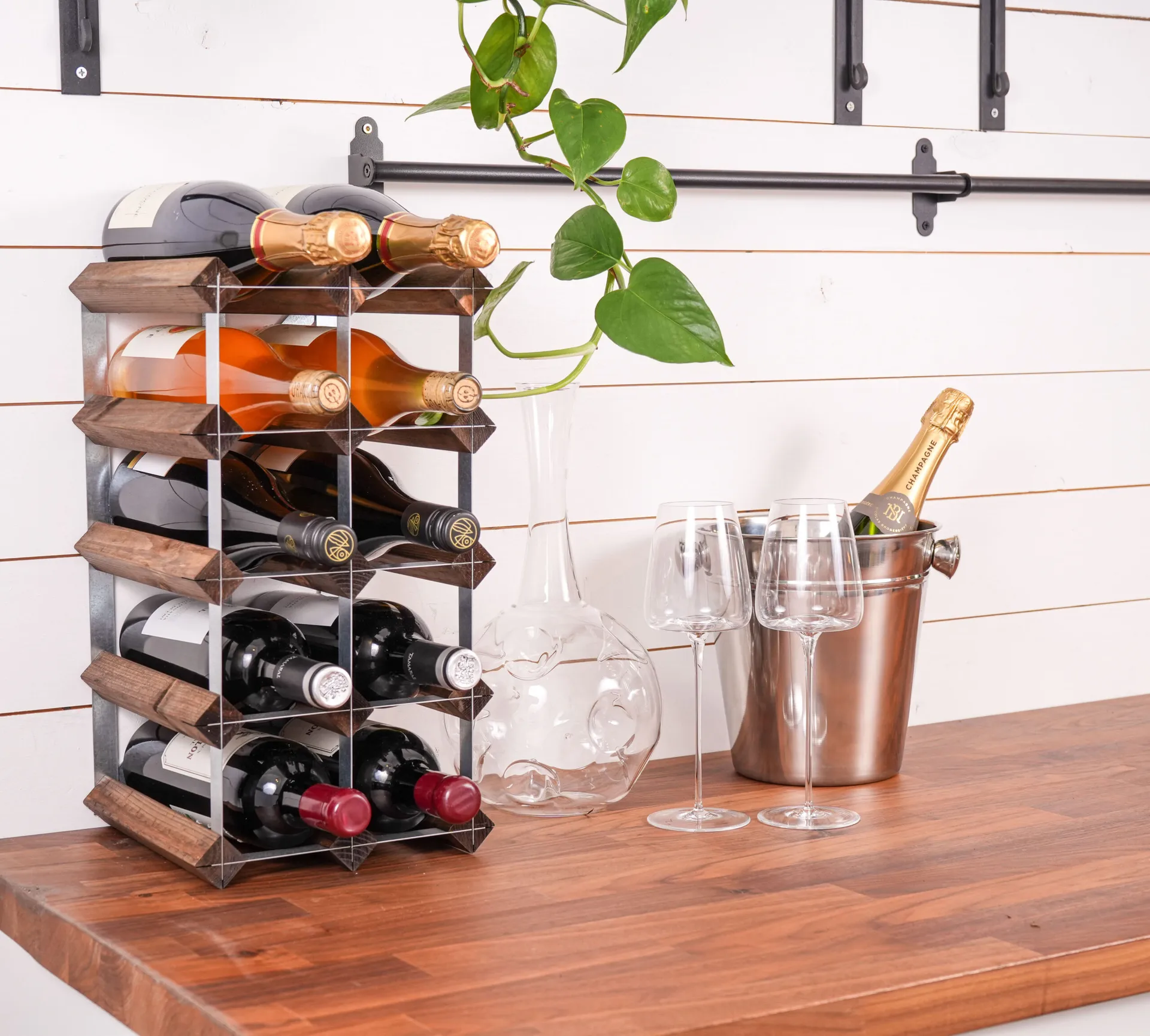 The Swedish Wine Rack Factory wine rack assembled, 12 bottles-dark pine The Swedish Wine Rack Factory