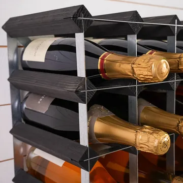 The Swedish Wine Rack Factory wine rack assembled - 16 bottles-black pine - The Swedish Wine Rack Factory
