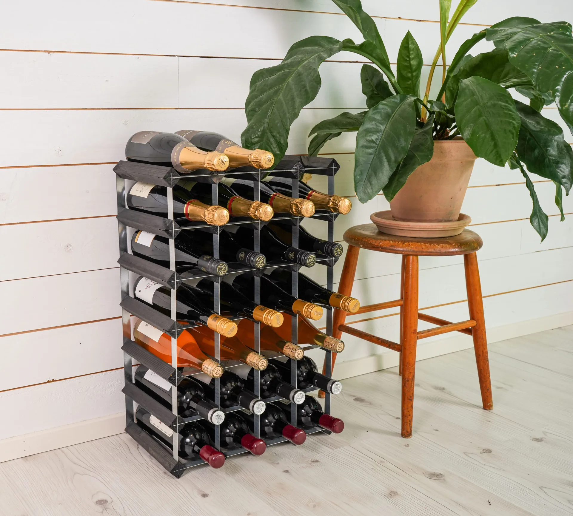 The Swedish Wine Rack Factory wine rack assembled, 30 bottles-black pine The Swedish Wine Rack Factory