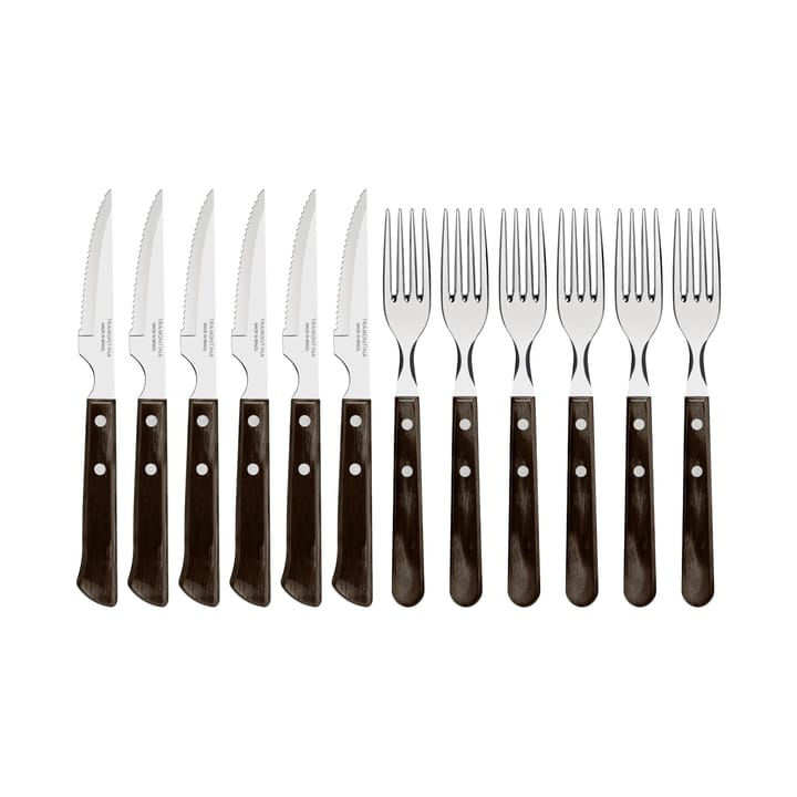 Churrasco Steak Knives 12 pieces, Brown-shiny Tramontina