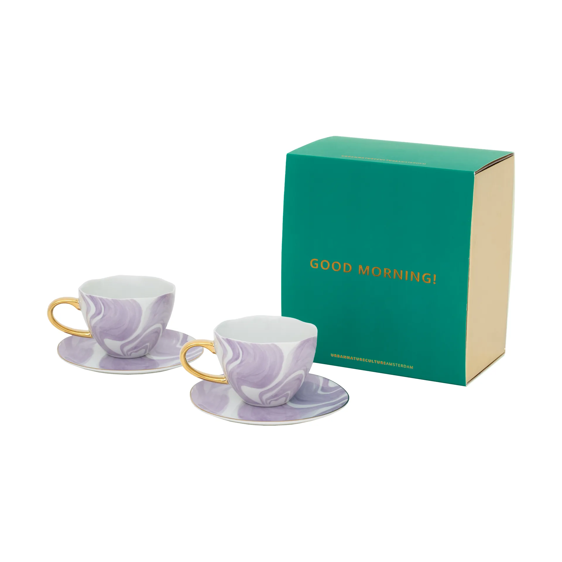 Good Morning gift set Cappuccino mug & saucer 2-pack, Valuri violet URBAN NATURE CULTURE