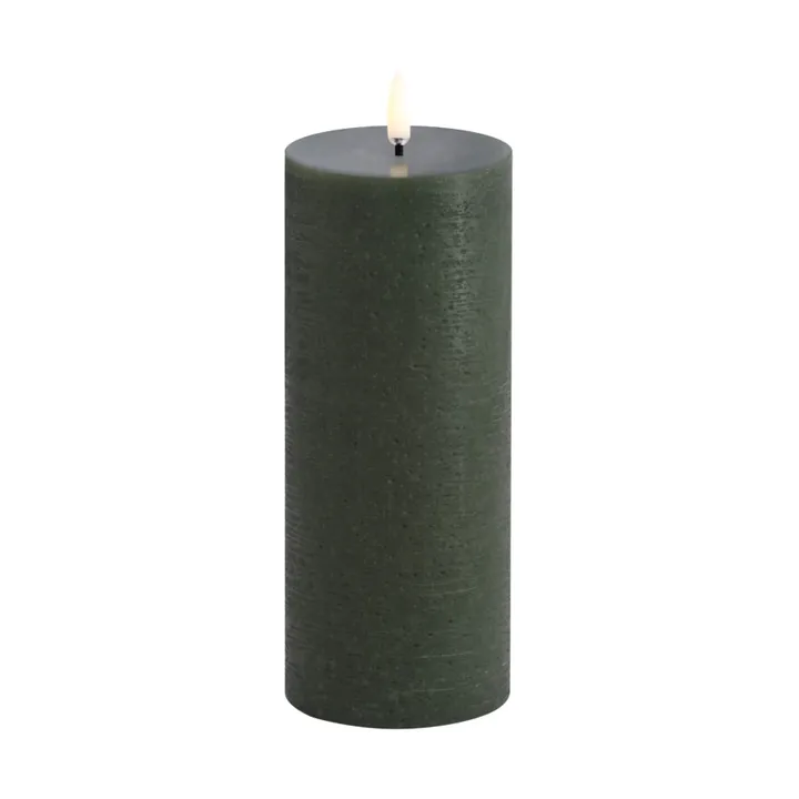 LED Pillar candle 7.8x20 cm Rustic - Olive green - Uyuni Lighting