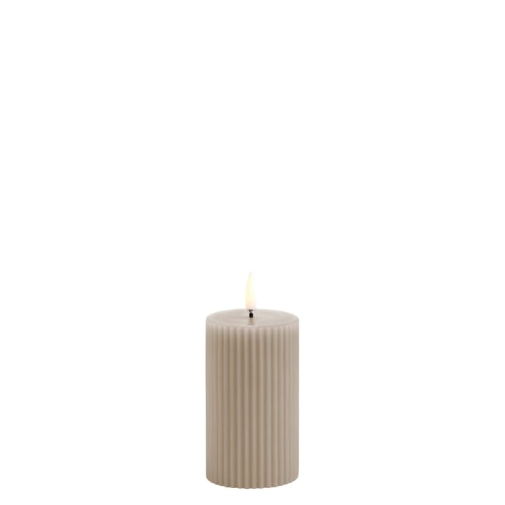 LED Pillar candle Ribbed 5.8x10 cm - Sandstone - Uyuni Lighting
