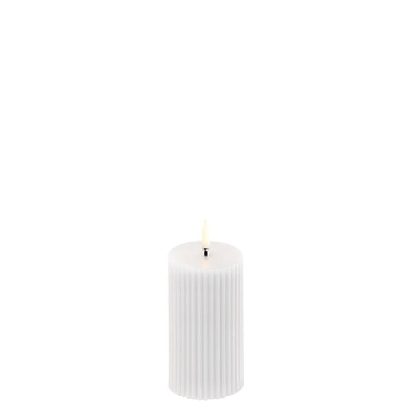 LED Pillar candle Ribbed 5.8x10 cm - White - Uyuni Lighting