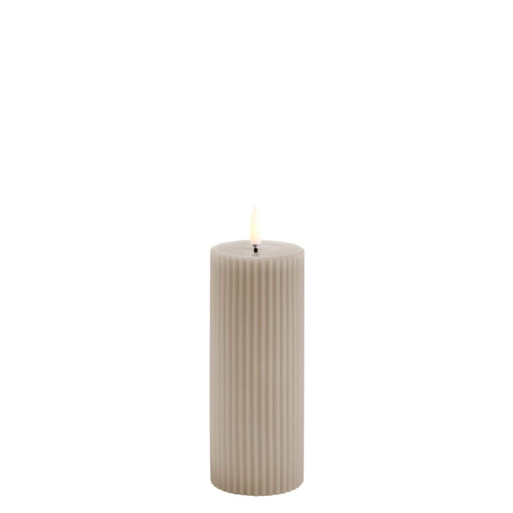 LED Pillar candle Ribbed 5.8x15 cm - Sandstone - Uyuni Lighting