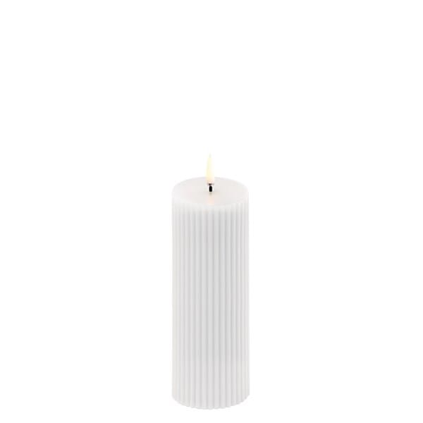 LED Pillar candle Ribbed 5.8x15 cm - White - Uyuni Lighting