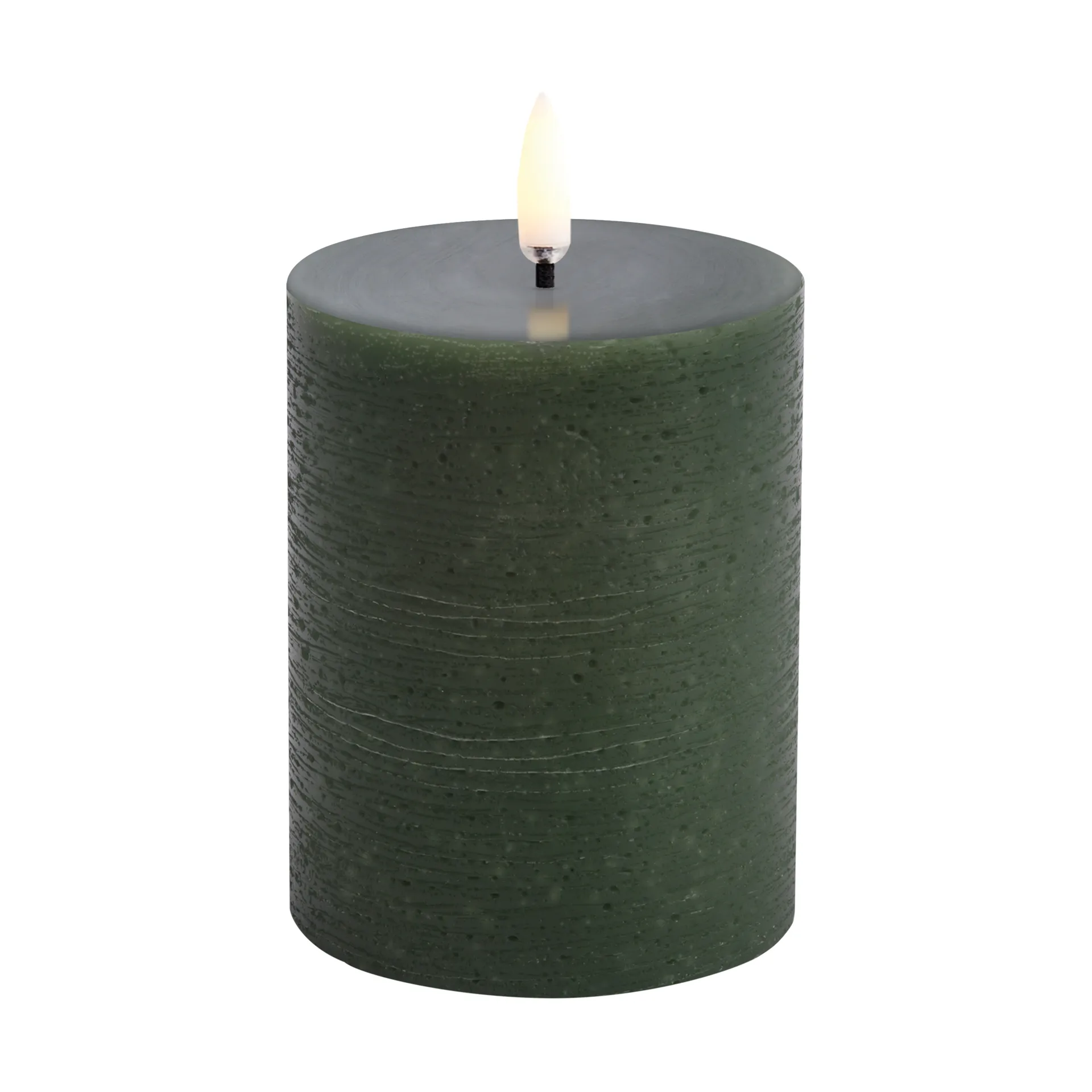LED Pillar candle Rustic Ø7,8x10 cm, Olive green Uyuni Lighting