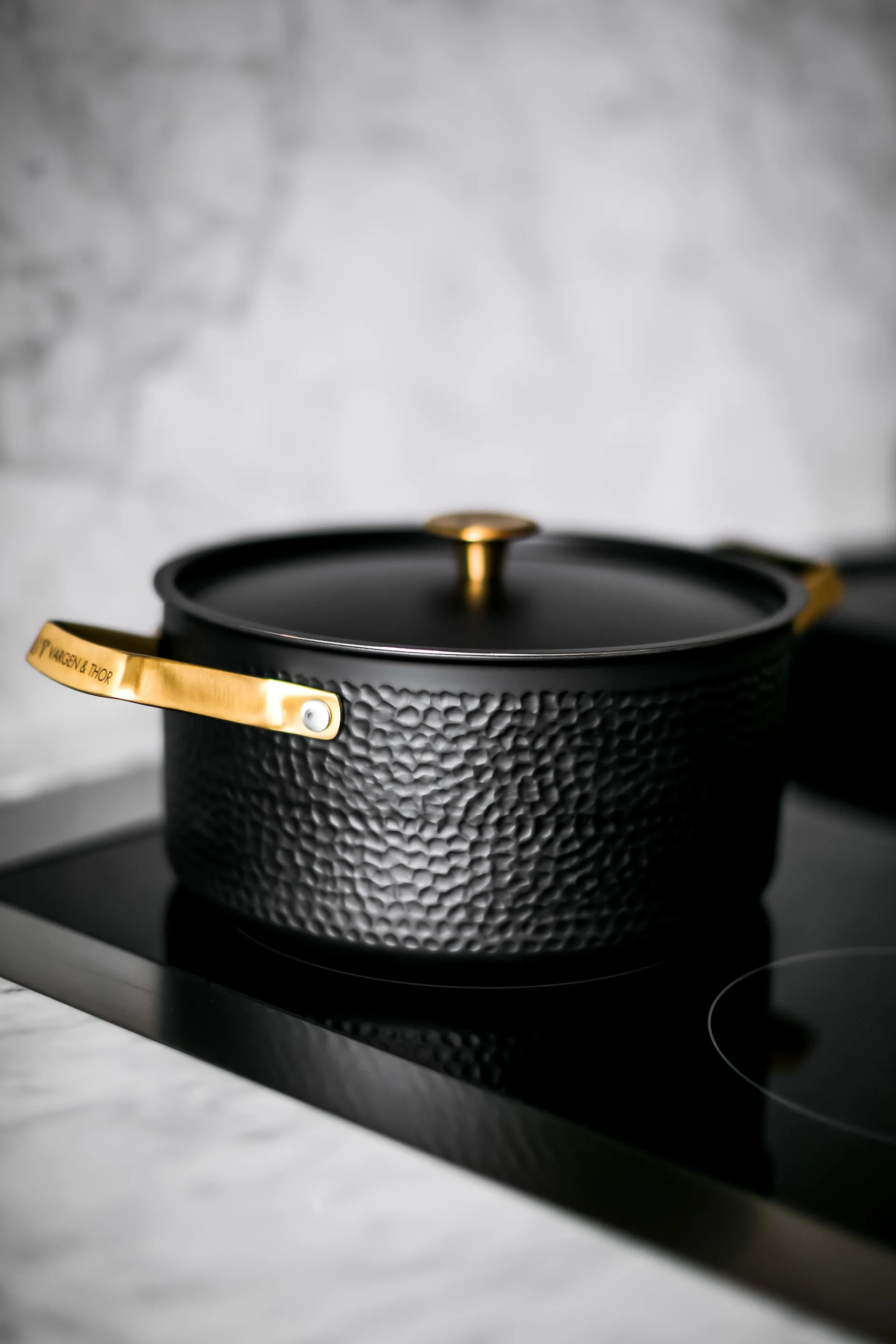 Arvet hammered black casserole with lid, Mio. 4 L Vargen & Thor