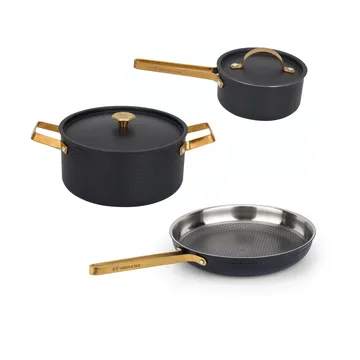 Arvet Viggo Mio pot set - Matt black-brass, 5 pieces - Vargen & Thor