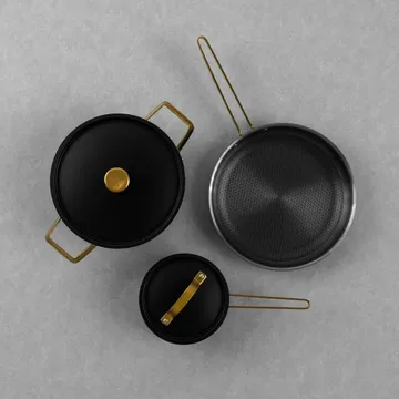 Arvet Viggo Mio pot set - Matt black-brass, 5 pieces - Vargen & Thor