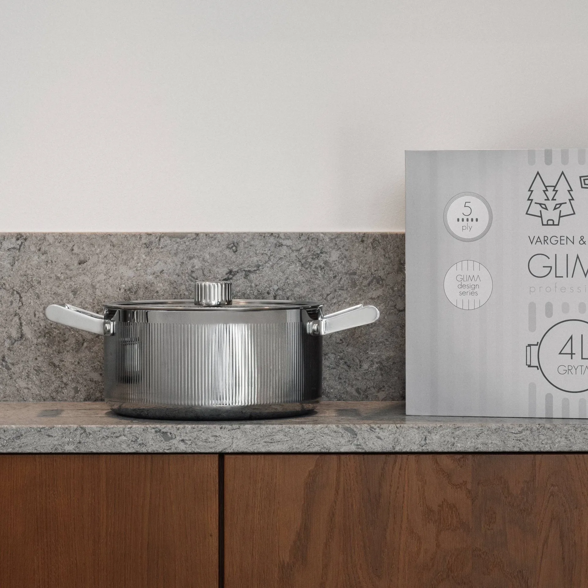 Glima pot, Stainless steel, glass lid, 4 l Vargen & Thor