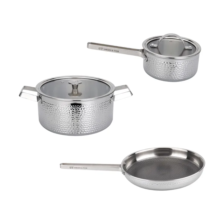 Kroma Teddy Pixel cookware set - Stainless steel, 3 pieces - Vargen & Thor
