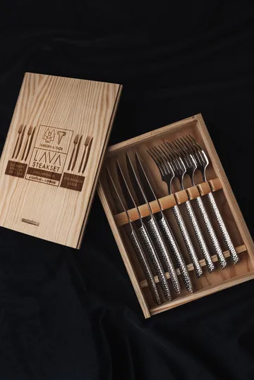 Lava cutlery set - Polished steel, 8 pieces - Vargen & Thor