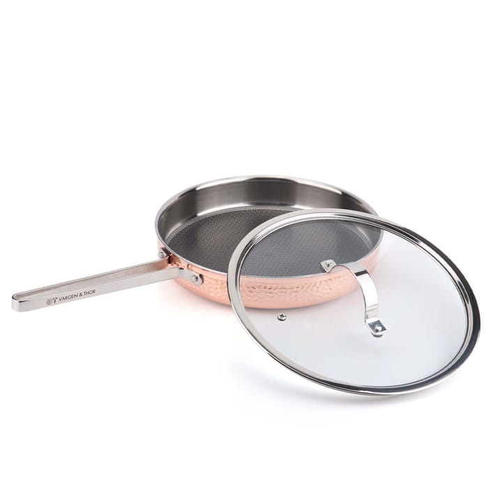 Mjölner hammered sauce pan in copper with lid, Modell Y2 Vargen & Thor