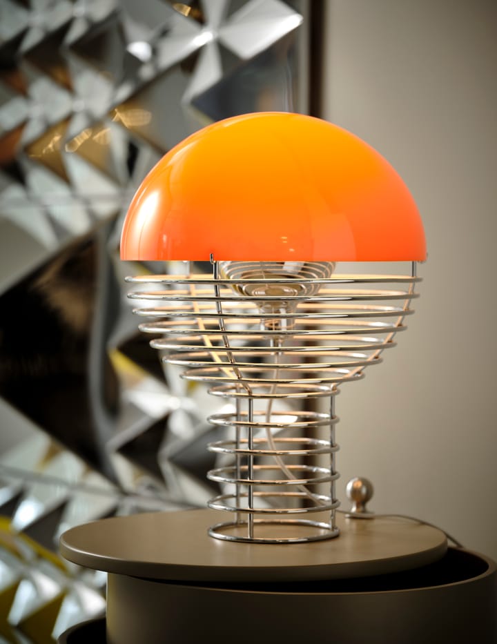 Wire table lamp Ø30 cm, Chrome-orange Verpan