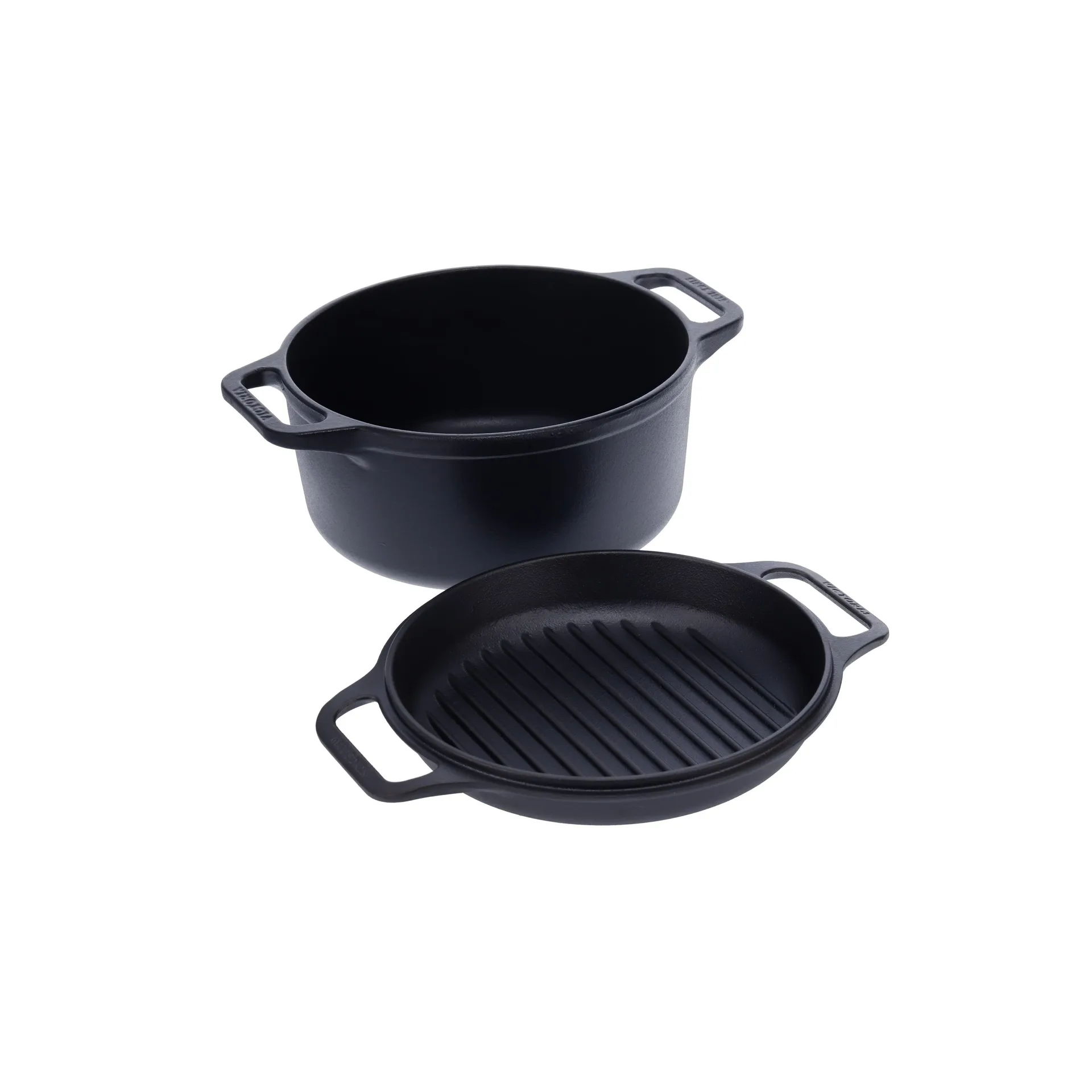 Cast iron Dutch oven and grill pan, pre-seasoned, 2-piece Victoria