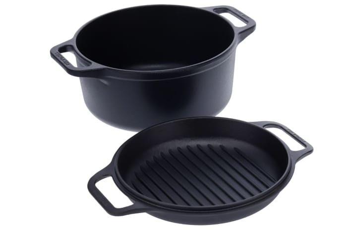 Combo Cooker cast iron pot-frying pan set 2 pieces, Black Victoria
