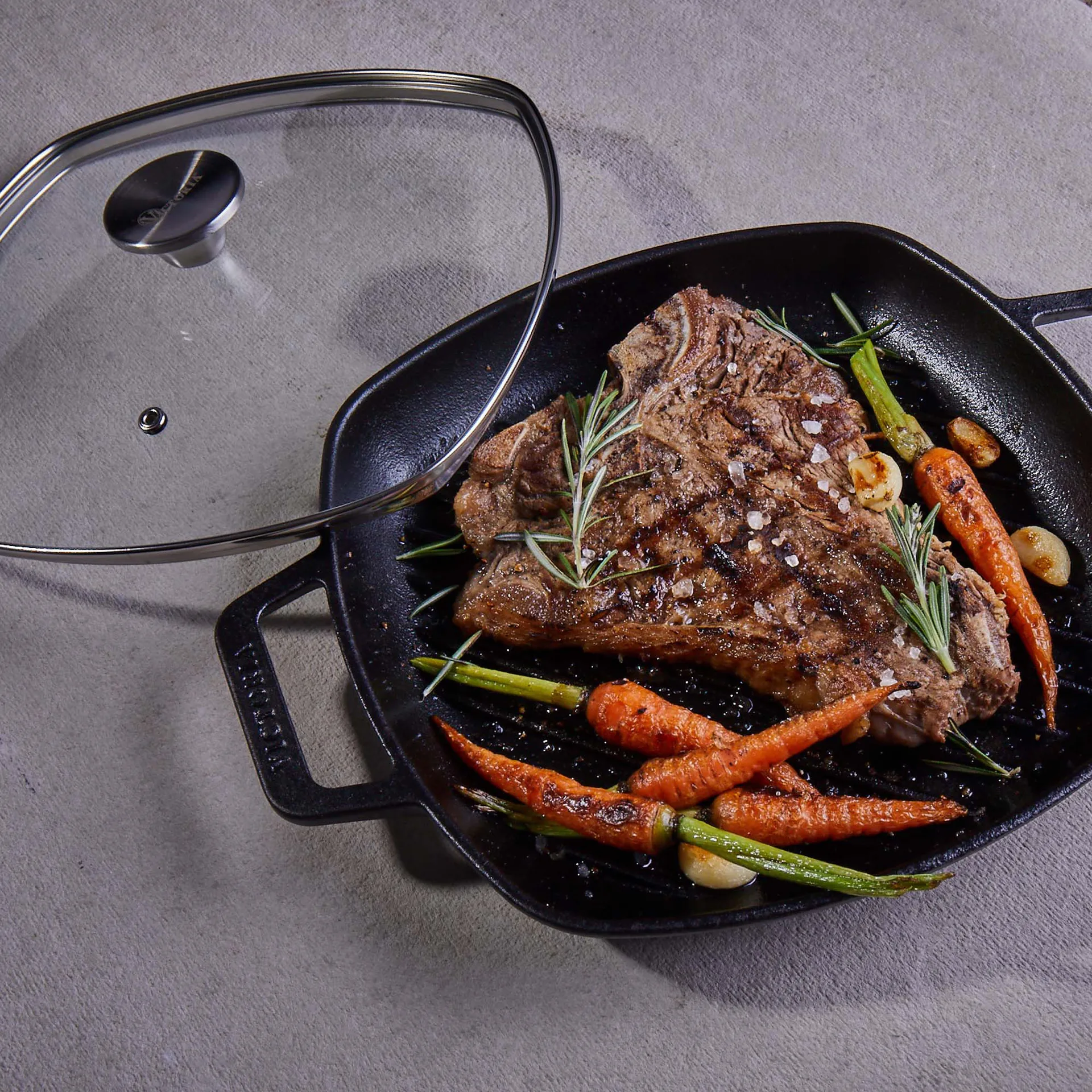 Glass lid with knob, 25x25 cm Victoria