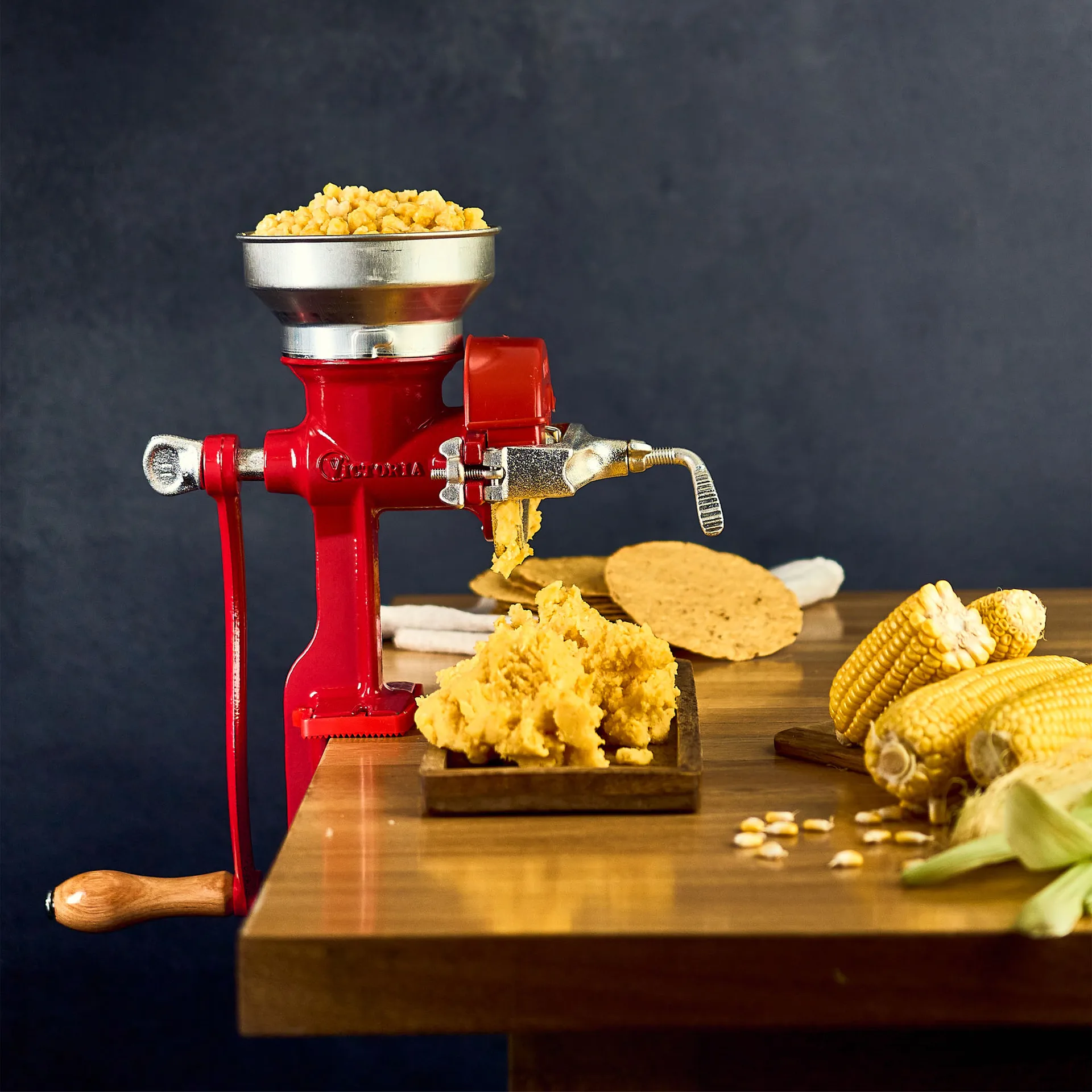 Victoria traditional flour and grain mill low, Red Victoria
