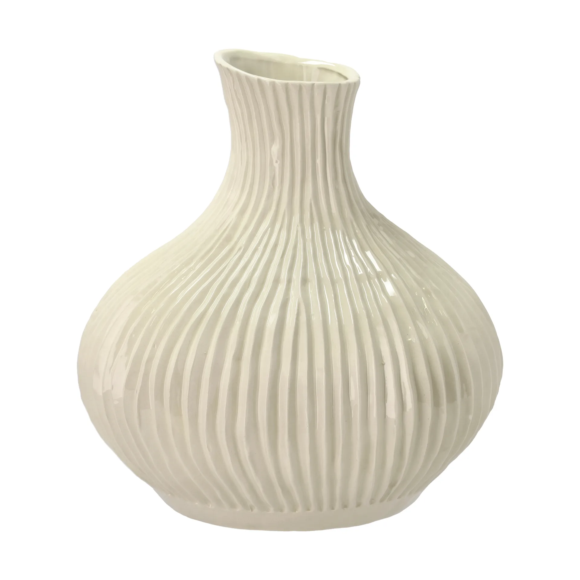 Oak vase Ø31x33,5 cm, Cream white Villa Collection