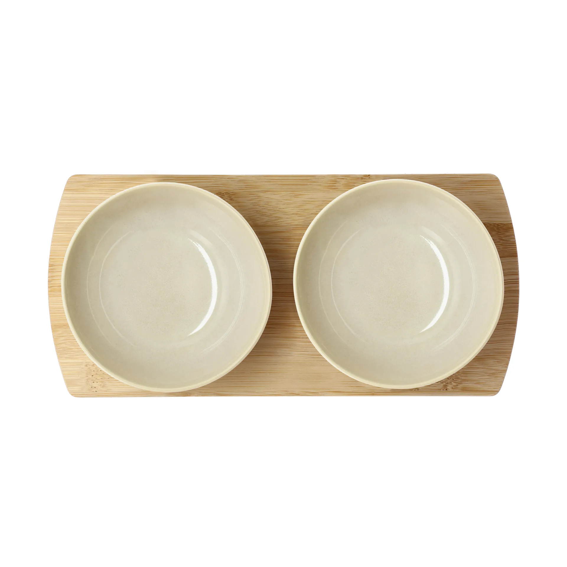 Shoku bamboo tray with 2 bowls, Beige Villa Collection