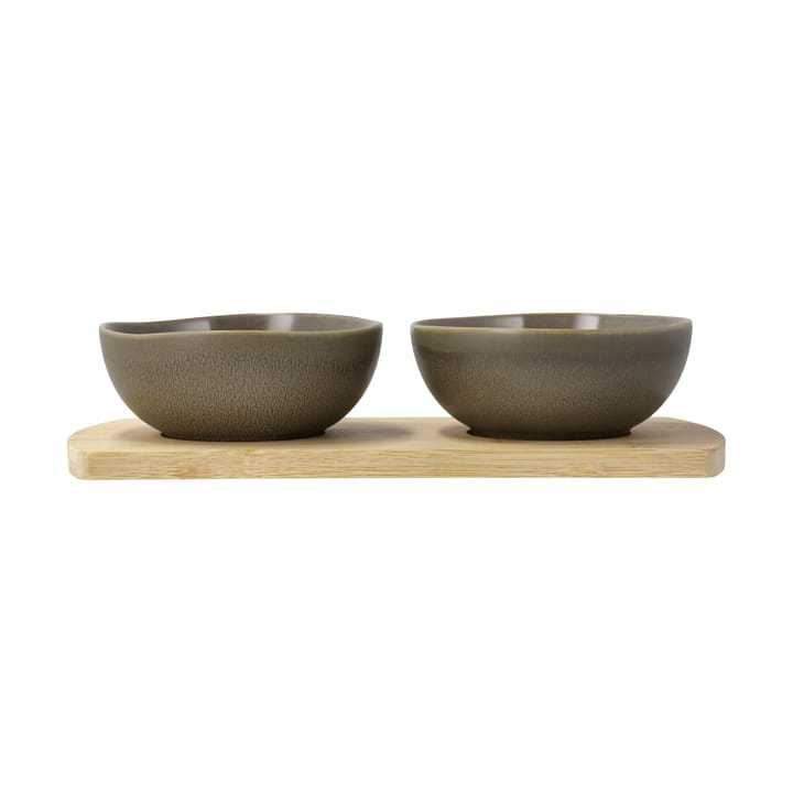 Shoku bamboo tray with 2 bowls - Warm Brown - Villa Collection