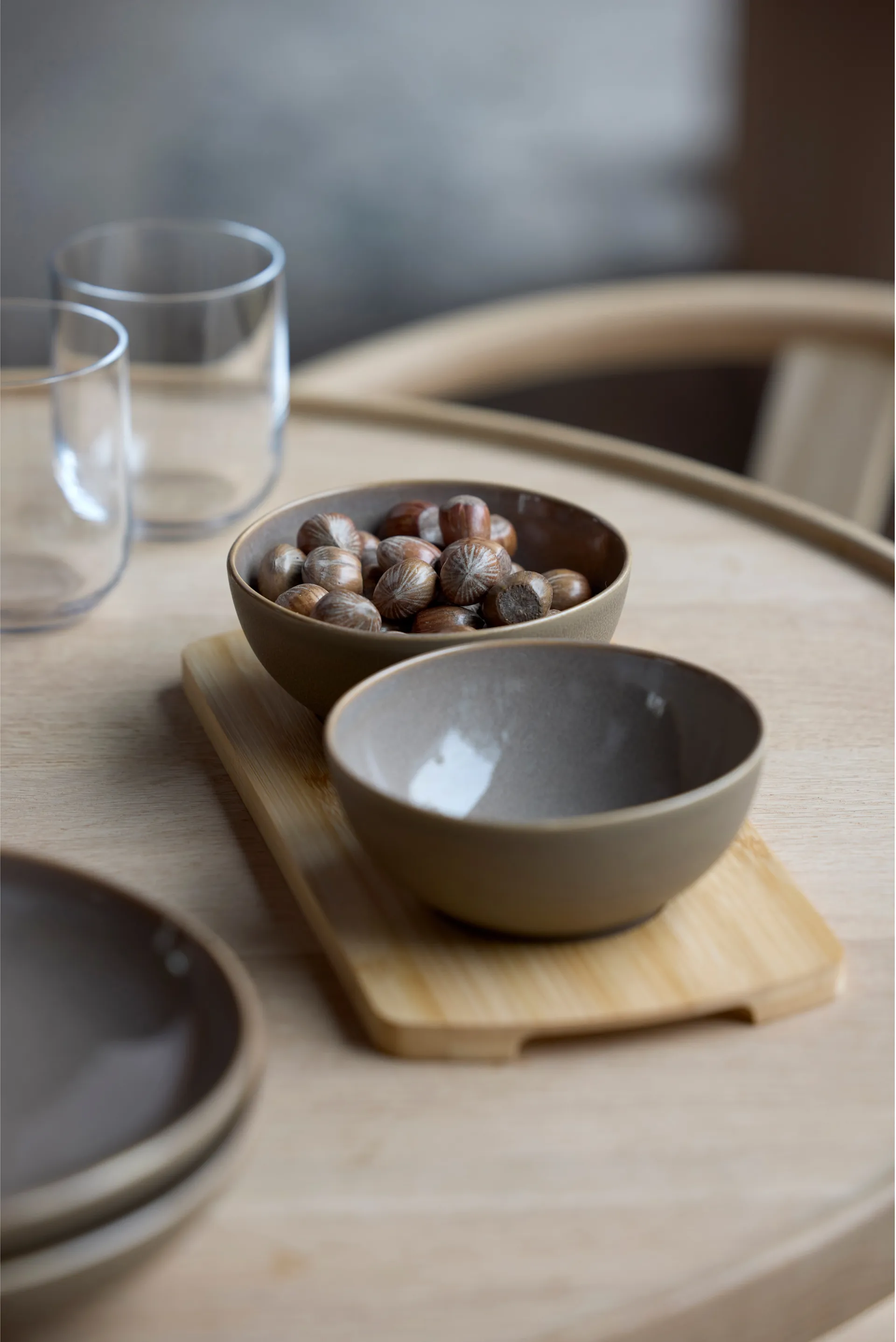 Shoku bamboo tray with 2 bowls, Warm Brown Villa Collection