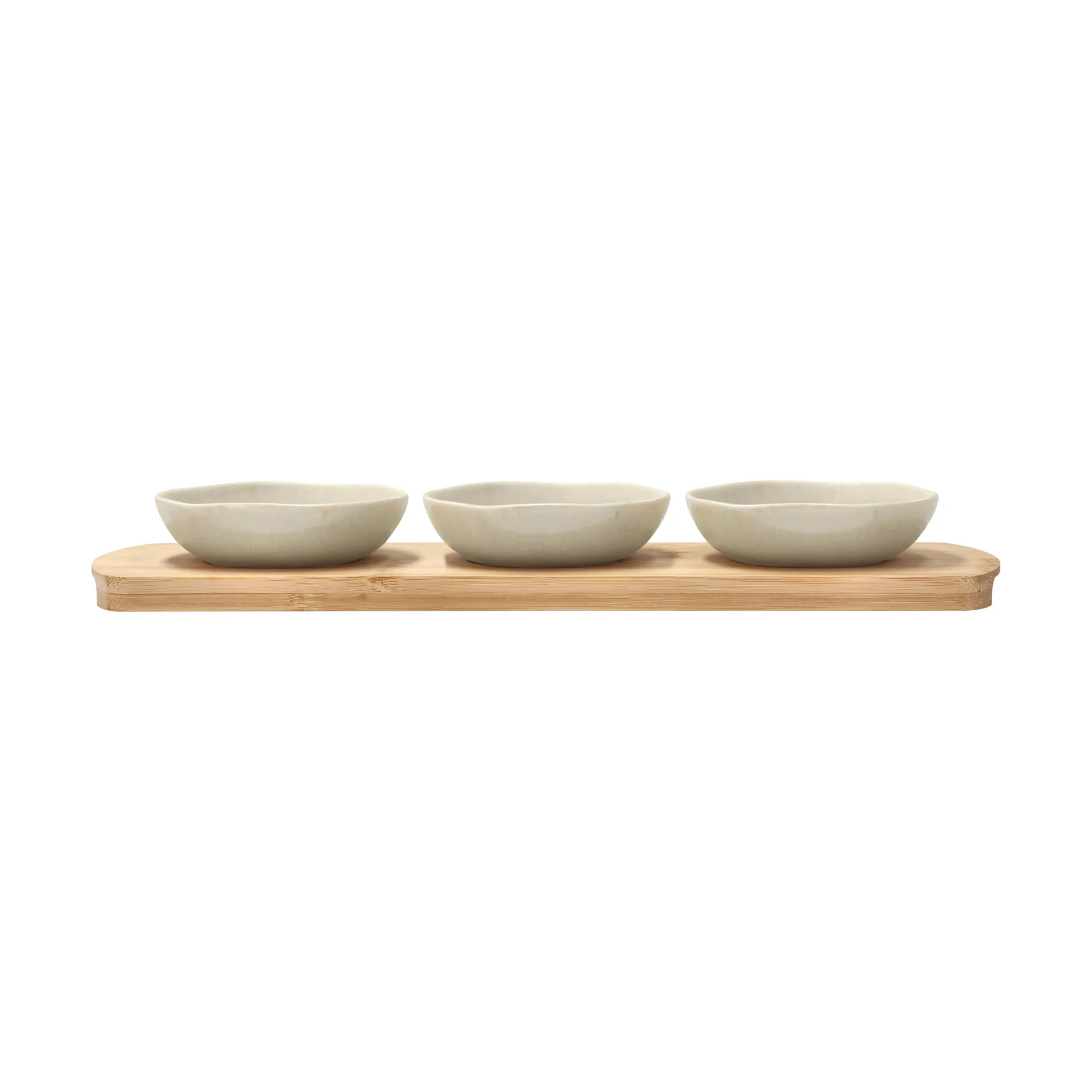 Shoku bamboo tray with 3 bowls, Beige Villa Collection