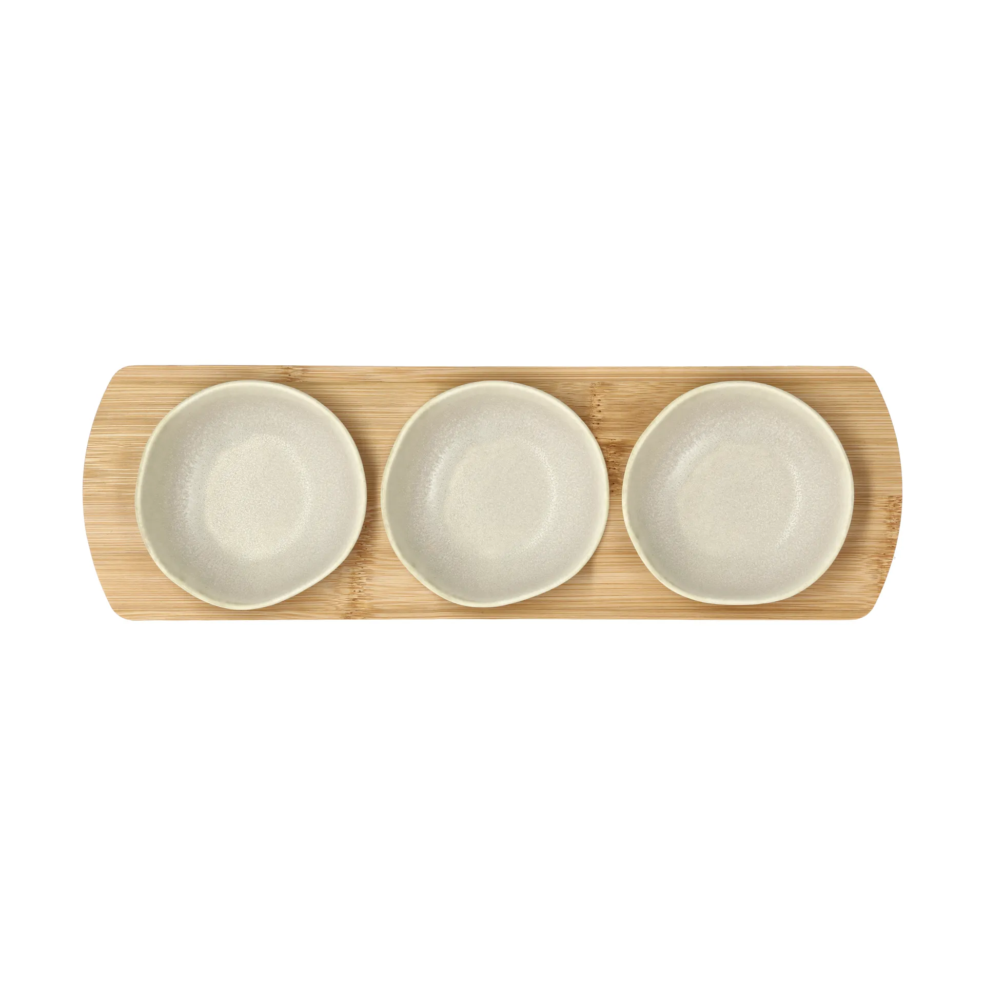 Shoku bamboo tray with 3 bowls, Beige Villa Collection