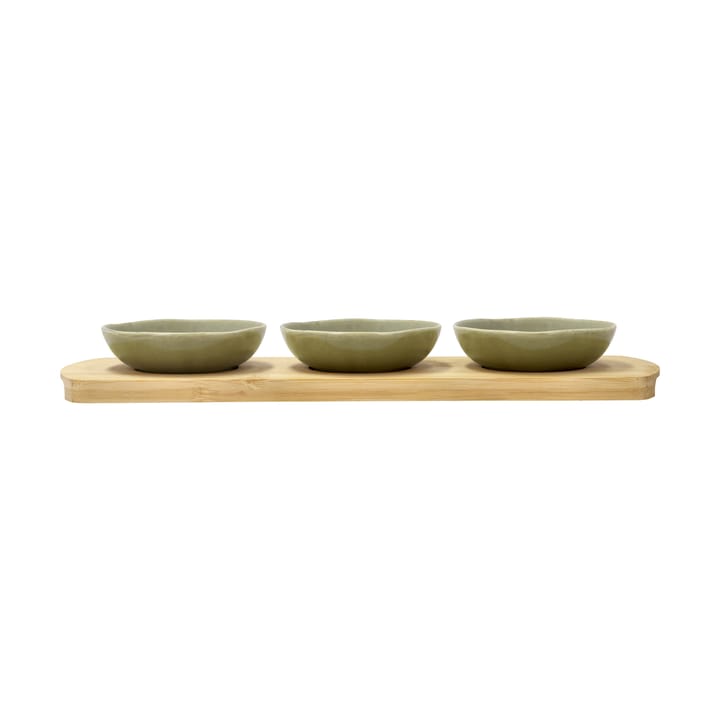 Shoku bamboo tray with 3 bowls - Pure Green - Villa Collection