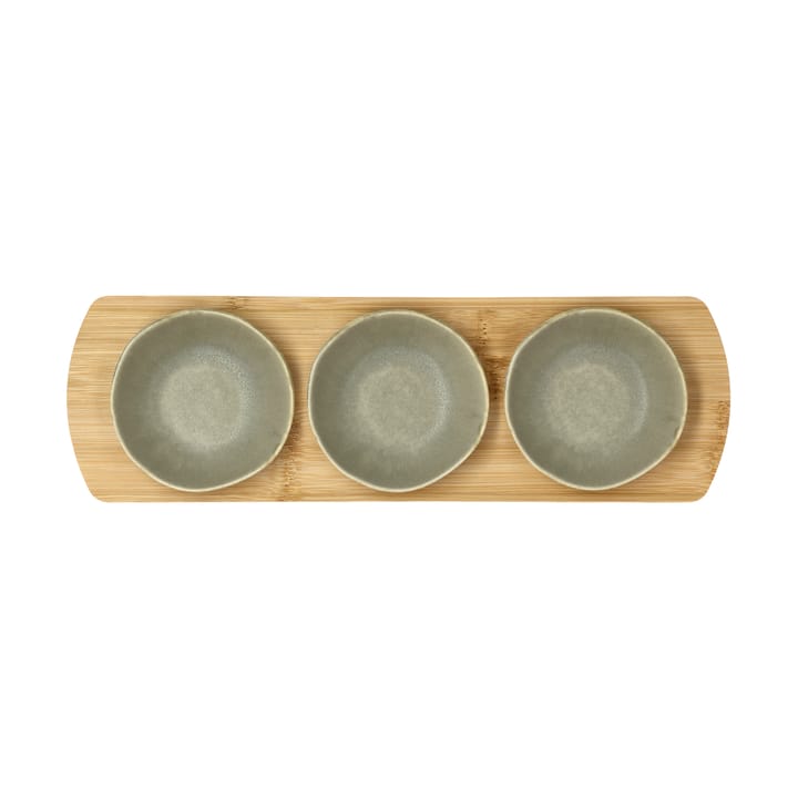 Shoku bamboo tray with 3 bowls, Pure Green Villa Collection