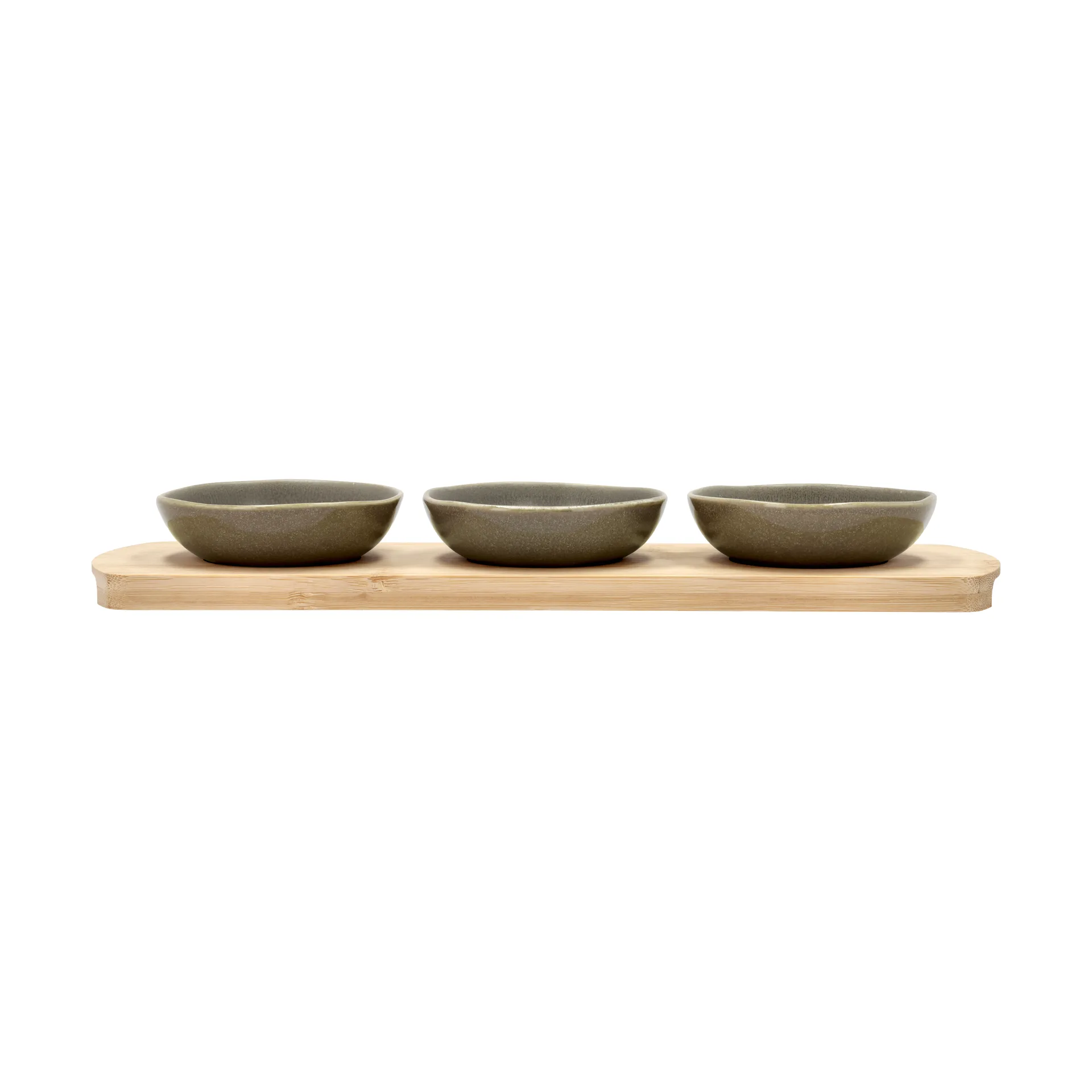 Shoku bamboo tray with 3 bowls, Warm Brown Villa Collection